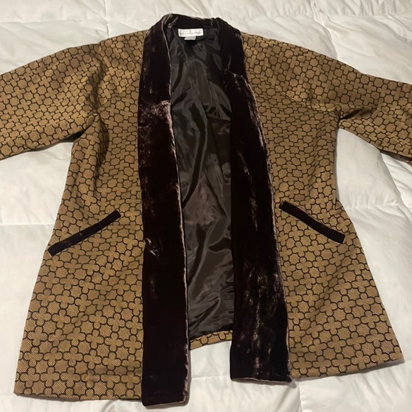 Soft Surroundings Jackets & Blazers - Soft Surroundings Brown Kimono Jacket Open Front - Velvet Lapel and Cuffs